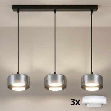 Brilagi - LED RGB+CCT димируем полилей на кабел AURA LUX 3xGX53/14W/230V 2700-6500K Wi-Fi Tuya черен/опушен
