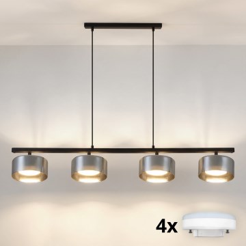 Brilagi - LED RGB+CCT Димируем полилей на кабел AURA LUX 4xGX53/14W/230V 2700-6500K Wi-Fi Tuya черен/димчат