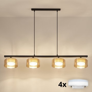 Brilagi - LED RGB+CCT димируем полилей на кабел AURA LUX 4xGX53/14W/230V 2700-6500K Wi-Fi Tuya черен/златен