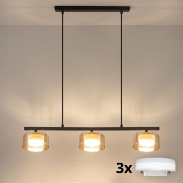 Brilagi - LED RGB+CCT Димируем полилей с кабелно окачване AURA LUX 3xGX53/14W/230V 2700-6500K Wi-Fi Tuya черен/златен