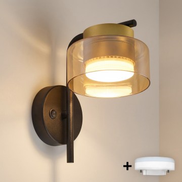 Brilagi - LED RGB+CCT димируема стенна лампа AURA LUX 1xGX53/14W/230V 2700-6500K Wi-Fi Tuya черна/златна