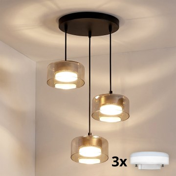 Brilagi - LED RGB+CCT димируема висяща лампа на кабел AURA LUX 3xGX53/14W/230V 2700-6500K Wi-Fi Tuya черна/златиста