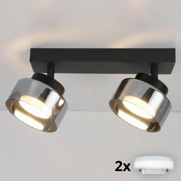 Brilagi - LED RGB+CCT Димируемо точково осветително тяло AURA LUX 2xGX53/14W/230V 2700-6500K Wi-Fi Tuya черно/опушено