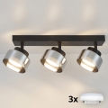 Brilagi - LED RGB+CCT димируемо точково осветително тяло AURA LUX 3xGX53/14W/230V 2700-6500K Wi-Fi Tuya черно/димчато
