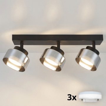 Brilagi - LED RGB+CCT димируемо точково осветително тяло AURA LUX 3xGX53/14W/230V 2700-6500K Wi-Fi Tuya черно/димчато