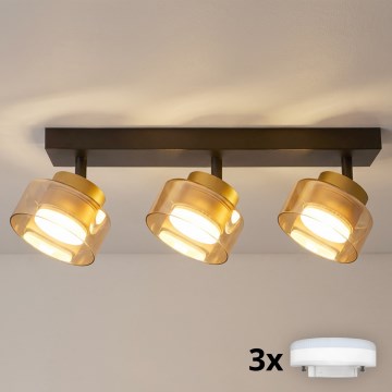 Brilagi - LED RGB+CCT Димируемо точково осветително тяло AURA LUX 3xGX53/14W/230V 2700-6500K Wi-Fi Tuya черно/златисто