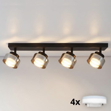 Brilagi - LED RGB+CCT димируемо точково осветително тяло AURA LUX 4xGX53/14W/230V 2700-6500K Wi-Fi Tuya черно/опушено