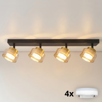 Brilagi - LED RGB+CCT димируемо точково осветително тяло AURA LUX 4xGX53/14W/230V 2700-6500K Wi-Fi Tuya черно/златно