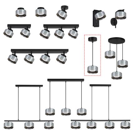 Brilagi - LED RGB+CCT димируема висяща лампа на кабел AURA LUX 1xGX53/14W/230V 2700-6500K Wi-Fi Tuya черна/опушена