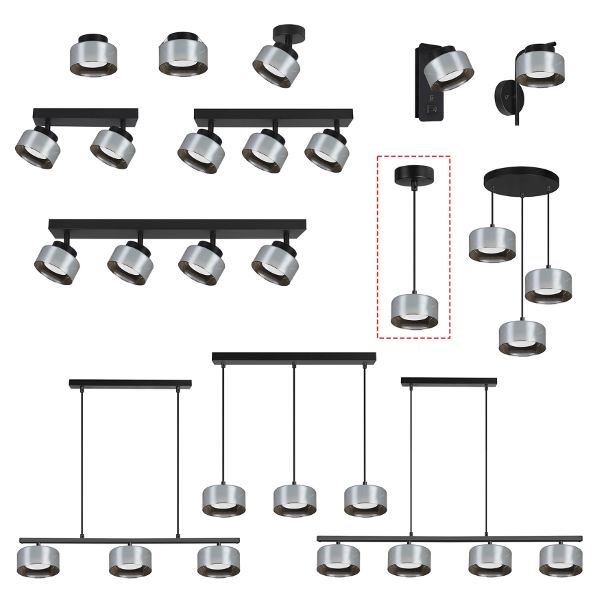 Brilagi - LED RGB+CCT димируема висяща лампа на кабел AURA LUX 1xGX53/14W/230V 2700-6500K Wi-Fi Tuya черна/опушена
