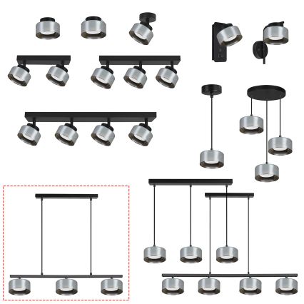 Brilagi - LED RGB+CCT Димируем подвесен полилей на кабел AURA LUX 3xGX53/14W/230V 2700-6500K Wi-Fi Tuya черен/опушен