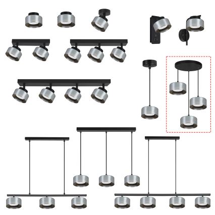 Brilagi - LED RGB+CCT Димируем висящ полилей на кабел AURA LUX 3xGX53/14W/230V 2700-6500K Wi-Fi Tuya черен/димчат