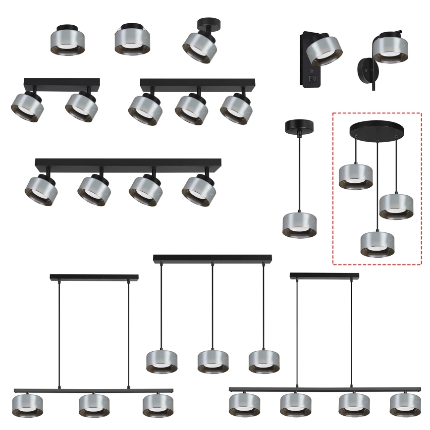 Brilagi - LED RGB+CCT Димируем висящ полилей на кабел AURA LUX 3xGX53/14W/230V 2700-6500K Wi-Fi Tuya черен/димчат