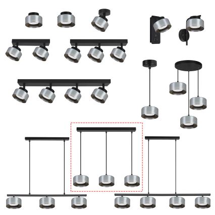 Brilagi - LED RGB+CCT димируем полилей на кабел AURA LUX 3xGX53/14W/230V 2700-6500K Wi-Fi Tuya черен/опушен