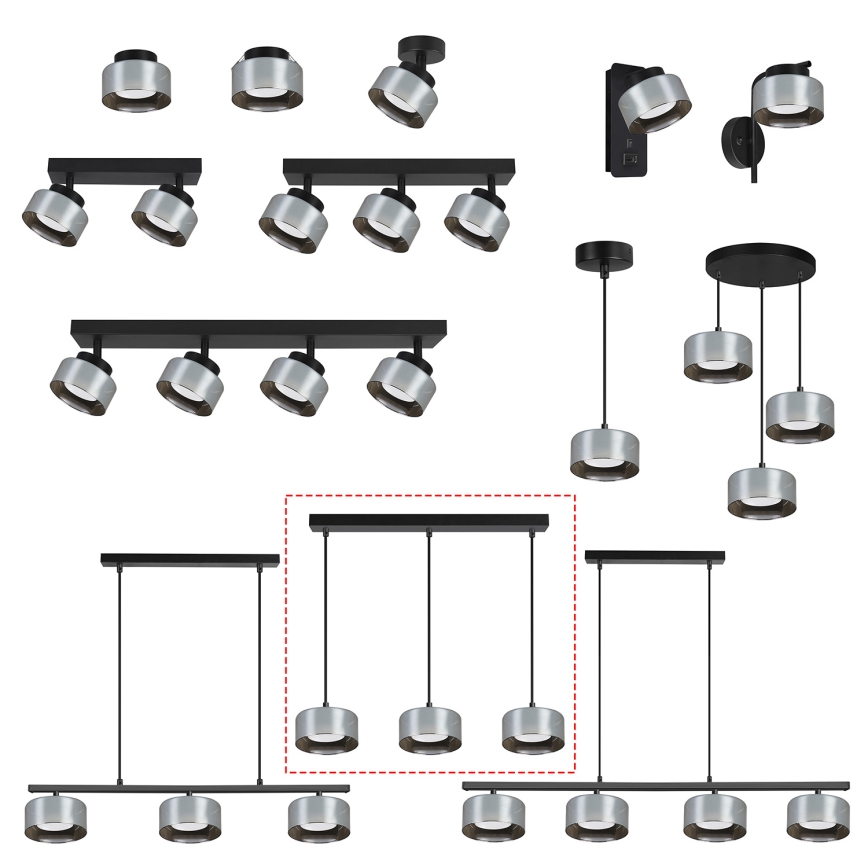 Brilagi - LED RGB+CCT димируем полилей на кабел AURA LUX 3xGX53/14W/230V 2700-6500K Wi-Fi Tuya черен/опушен