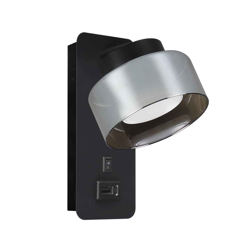Brilagi - LED RGB+CCT димируема настенна лампа с USB порт AURA LUX 1xGX53/14W/230V 2700-6500K Wi-Fi Tuya черен/опушен