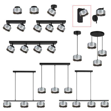 Brilagi - LED RGB+CCT димируема настенна лампа с USB порт AURA LUX 1xGX53/14W/230V 2700-6500K Wi-Fi Tuya черен/опушен