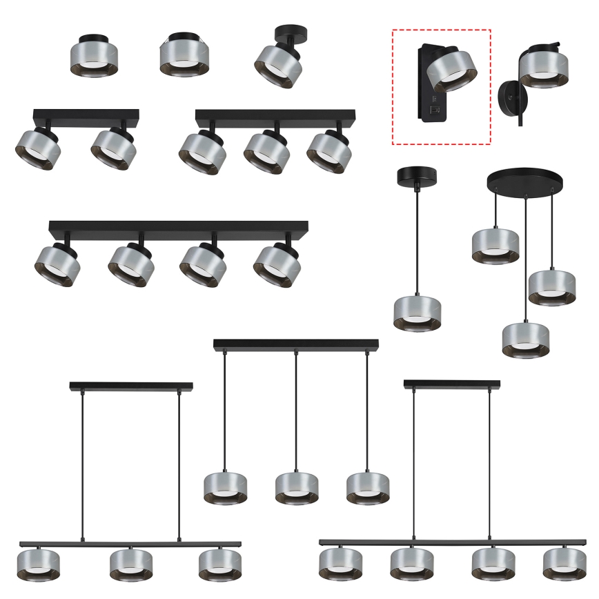 Brilagi - LED RGB+CCT димируема настенна лампа с USB порт AURA LUX 1xGX53/14W/230V 2700-6500K Wi-Fi Tuya черен/опушен