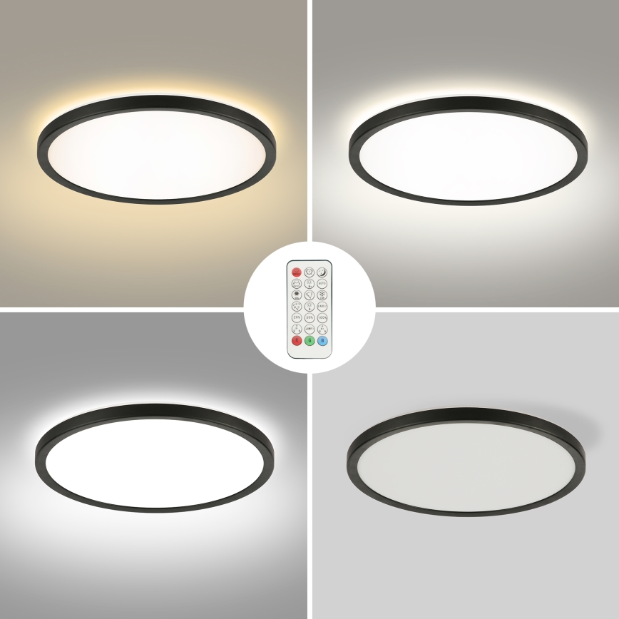 Brilagi - LED RGBW Димируем плафон ULTRA SLIM LED/18W/230V 2700-6500K Ø 30 см черен + дистанционно управление