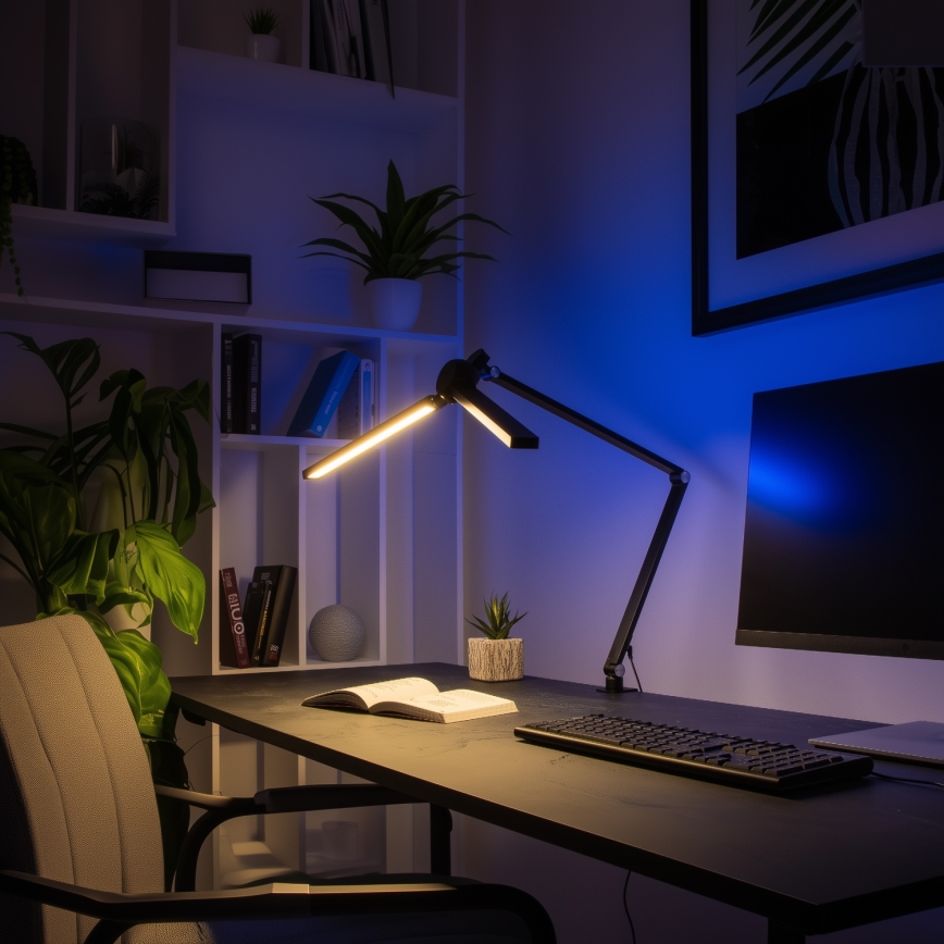 Brilagi - LED RGBTW димируема сензорна настолна лампа с щипка VARIO LED/18W/230V 3000-6500K CRI 96 черна