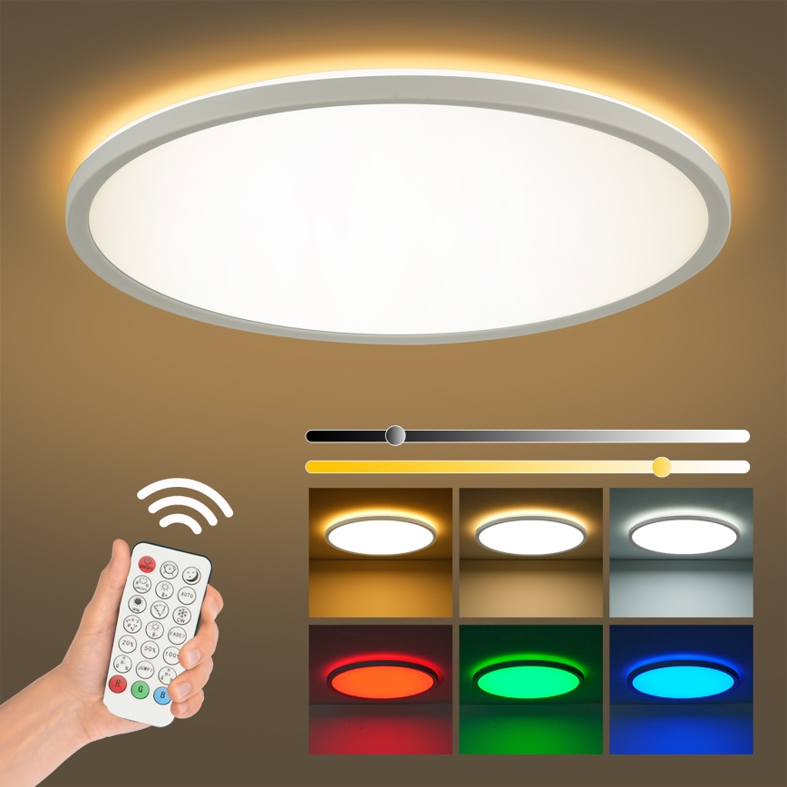 Brilagi - LED RGBW регулируемо таванно осветително тяло ULTRA SLIM LED/18W/230V 2700-6500K Ø 30 см бяло + дистанционно управление