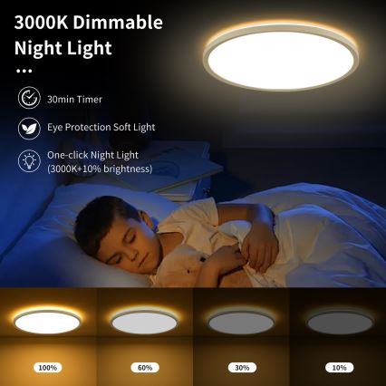Brilagi - LED RGBW регулируемо таванно осветително тяло ULTRA SLIM LED/18W/230V 2700-6500K Ø 30 см бяло + дистанционно управление