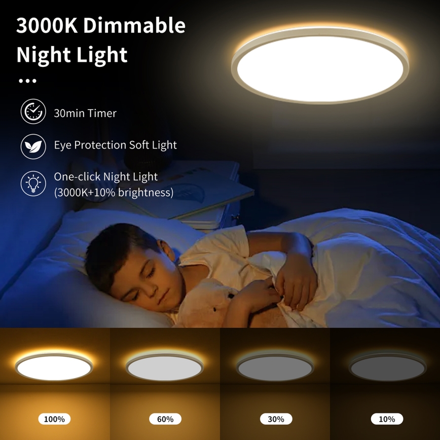 Brilagi - LED RGBW регулируемо таванно осветително тяло ULTRA SLIM LED/18W/230V 2700-6500K Ø 30 см бяло + дистанционно управление