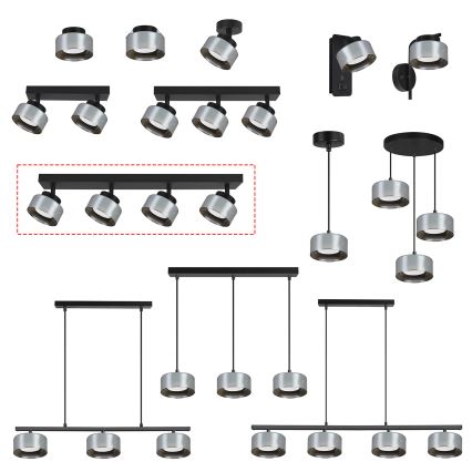 Brilagi - LED RGB+CCT димируемо точково осветително тяло AURA LUX 4xGX53/14W/230V 2700-6500K Wi-Fi Tuya черно/опушено