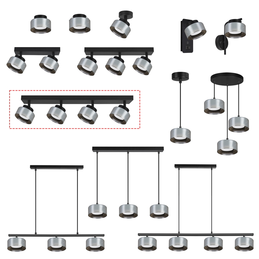 Brilagi - LED RGB+CCT димируемо точково осветително тяло AURA LUX 4xGX53/14W/230V 2700-6500K Wi-Fi Tuya черно/опушено