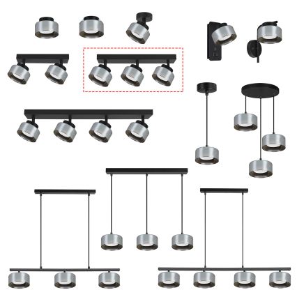 Brilagi - LED RGB+CCT димируемо точково осветително тяло AURA LUX 3xGX53/14W/230V 2700-6500K Wi-Fi Tuya черно/димчато