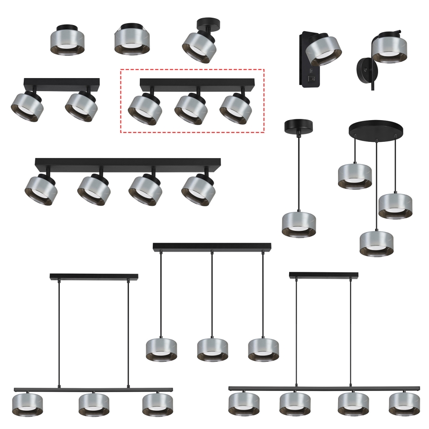 Brilagi - LED RGB+CCT димируемо точково осветително тяло AURA LUX 3xGX53/14W/230V 2700-6500K Wi-Fi Tuya черно/димчато