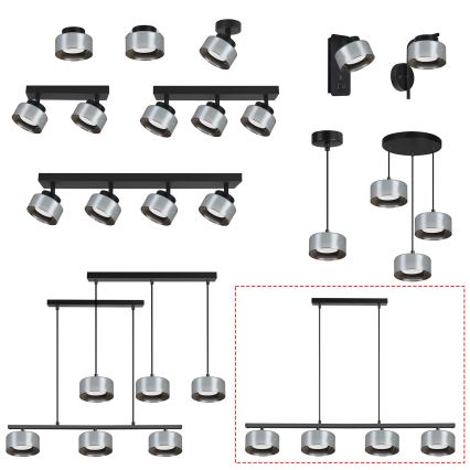 Brilagi - LED RGB+CCT Димируем полилей на кабел AURA LUX 4xGX53/14W/230V 2700-6500K Wi-Fi Tuya черен/димчат