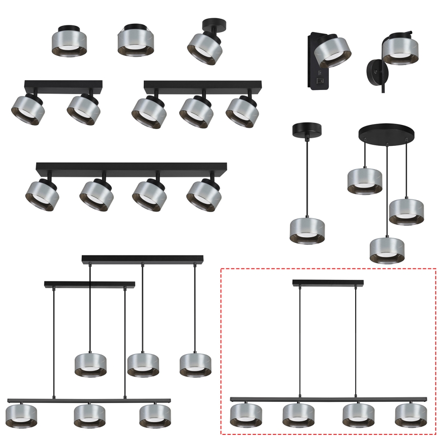 Brilagi - LED RGB+CCT Димируем полилей на кабел AURA LUX 4xGX53/14W/230V 2700-6500K Wi-Fi Tuya черен/димчат