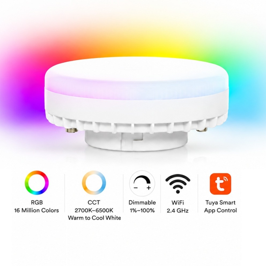 Brilagi - LED RGB+CCT димируемо точково осветително тяло AURA LUX 1xGX53/14W/230V 2700-6500K Wi-Fi Tuya черно/опушено