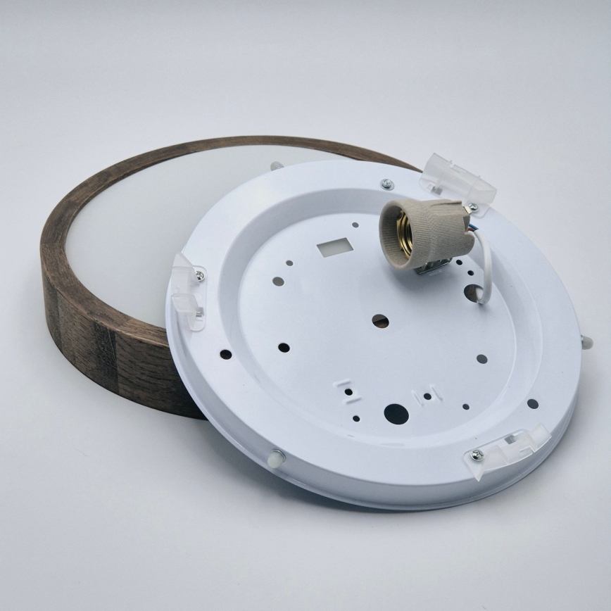 Brilagi - Димируемо LED RGBW таванно осветително тяло CARVALHO SLIM 1xE27/15W/230V 2700-6500K Wi-Fi дъб Ø 27 см