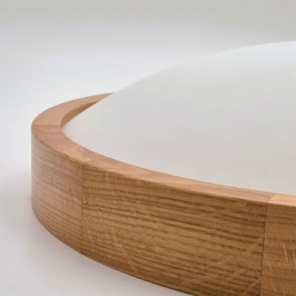 Brilagi - LED RGBW димируемо таванно осветително тяло CARVALHO SLIM 1xE27/15W/230V 2700-6500K Wi-Fi дъб Ø 27 см