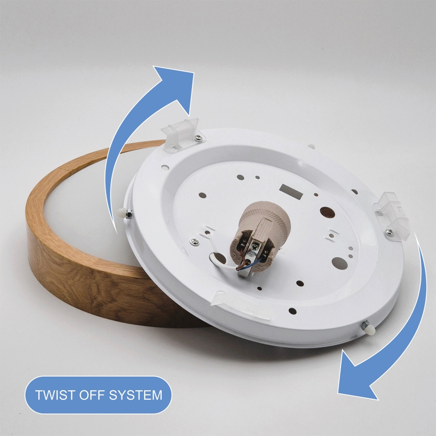 Brilagi - LED RGBW димируемо таванно осветително тяло CARVALHO SLIM 1xE27/15W/230V 2700-6500K Wi-Fi дъб Ø 27 см