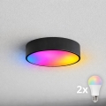 BRILAGI - LED RGBW димируем плафон за баня CLARE 2xE27/12W/230V 2700-6500K Ø 30 см IP54 черен