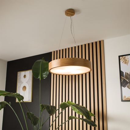 Brilagi - LED RGBW димируем полилей на кабел CARVALHO 3xE27/9W/230V 2700-6500K Wi-Fi дъб Ø 47,5 см