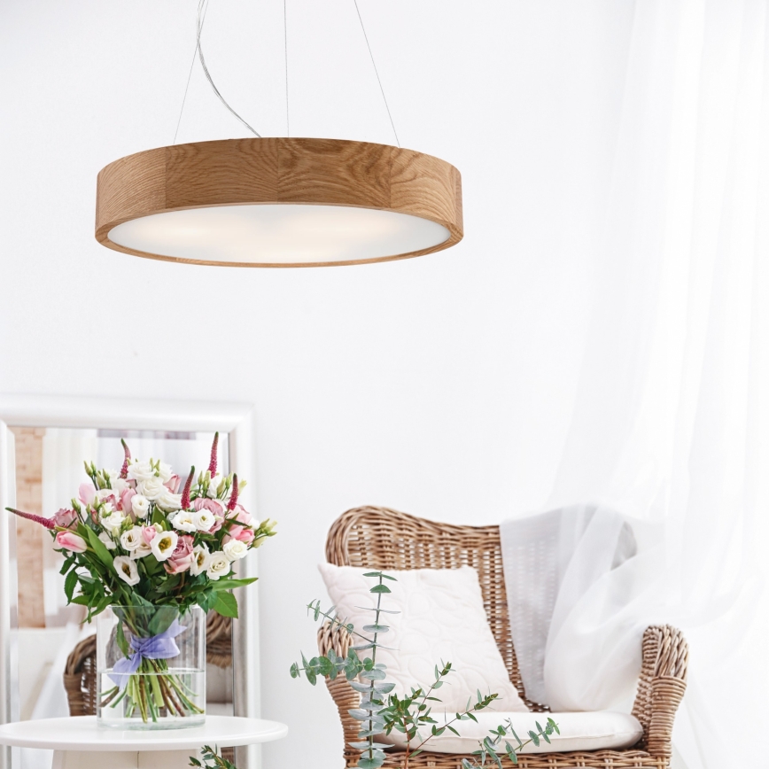 Brilagi - LED RGBW димируем полилей на кабел CARVALHO 3xE27/9W/230V 2700-6500K Wi-Fi дъб Ø 47,5 см