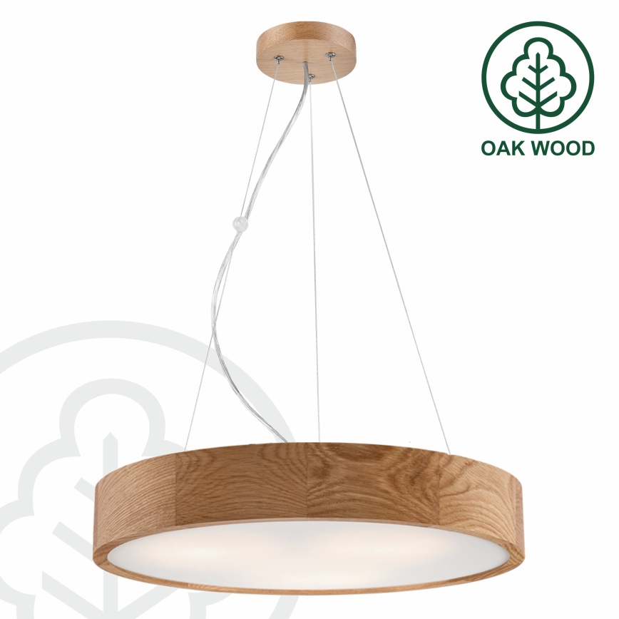 Brilagi - LED RGBW димируем полилей на кабел CARVALHO 3xE27/9W/230V 2700-6500K Wi-Fi дъб Ø 47,5 см