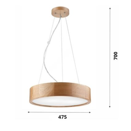 Brilagi - LED RGBW димируем полилей на кабел CARVALHO 3xE27/9W/230V 2700-6500K Wi-Fi дъб Ø 47,5 см