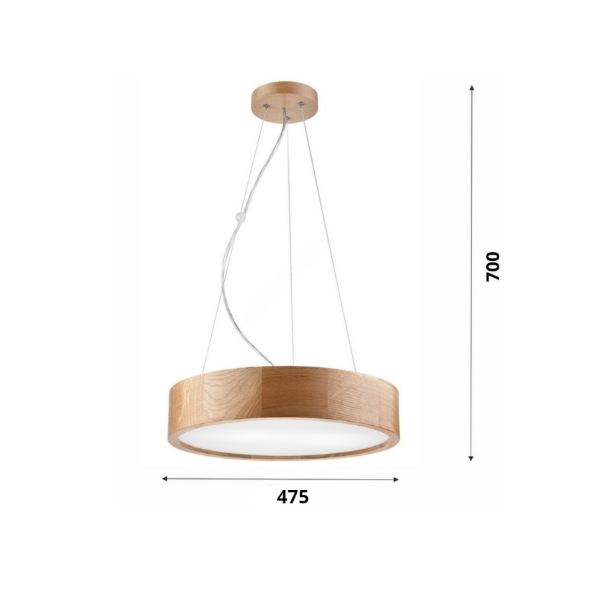 Brilagi - LED RGBW димируем полилей на кабел CARVALHO 3xE27/9W/230V 2700-6500K Wi-Fi дъб Ø 47,5 см