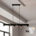 Brilagi - LED RGBW димируем полилей на стоманено въже SELE 6xGU10/6,5W/230V 2700-6500K черен + дистанционно управление
