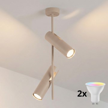 Brilagi - LED RGBW димируем полилей на тръба BRANCH 2xGU10/6,5W/230V 2700-6500K бежов