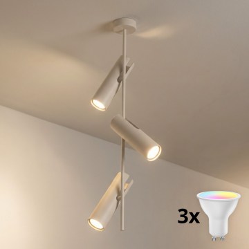 Brilagi - LED RGBW димируем полилей на тръба BRANCH 3xGU10/6,5W/230V 2700-6500K бежов