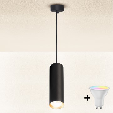Brilagi - LED RGBW димируем полилей на кабел SELE 1xGU10/4,8W/230V 3000K черен/златист + дистанционно управление