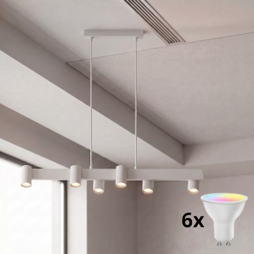 Brilagi - LED RGBW Димируем полилей на кабел SELE 6xGU10/6,5W/230V 2700-6500K бял + дистанционно управление