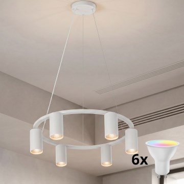 Brilagi - LED RGBW димируем полилей на кабел SELE 6xGU10/6,5W/230V 2700-6500K бял + дистанционно управление