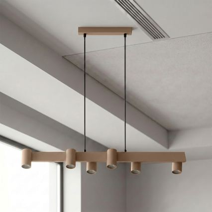 Brilagi - LED RGBW димируем полилей на кабел SELE 6xGU10/6,5W/230V 2700-6500K бежов + дистанционно управление